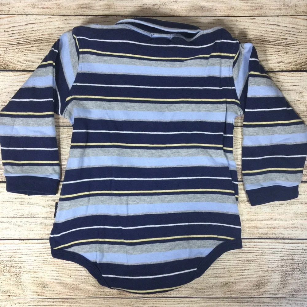 Carter's Blue Long Sleeve Striped Bodysuit |‎ 24 M